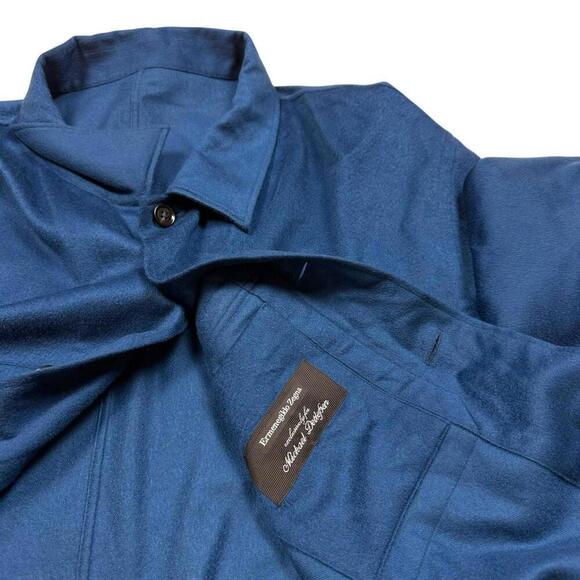 NWT Ermenegildo Zegna Blue 100% Cashmere Overshirt Jacket Made In Italy $2895 - Picture 4 of 13